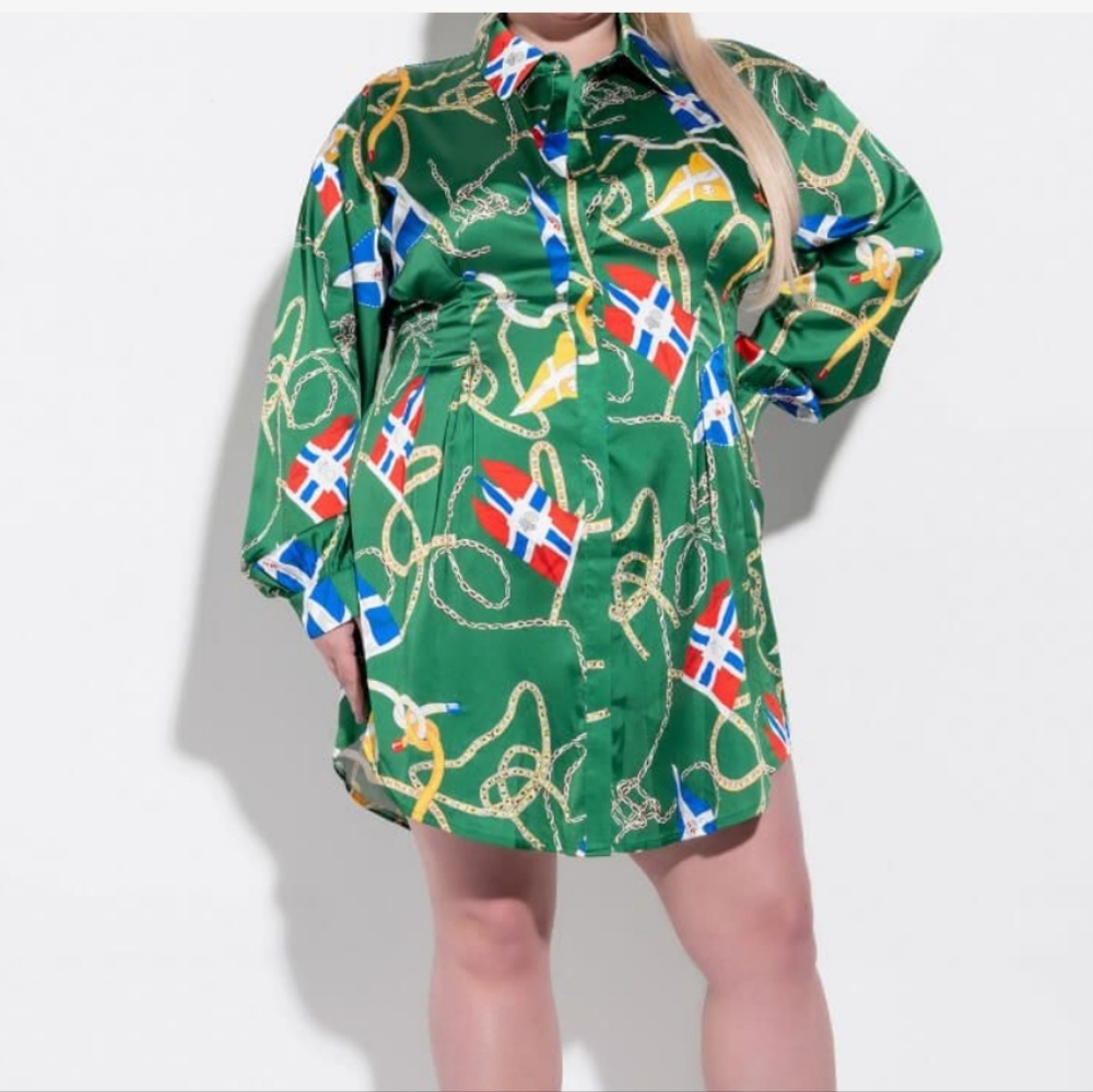PLUS size BUTTON UP MINI DRESS-